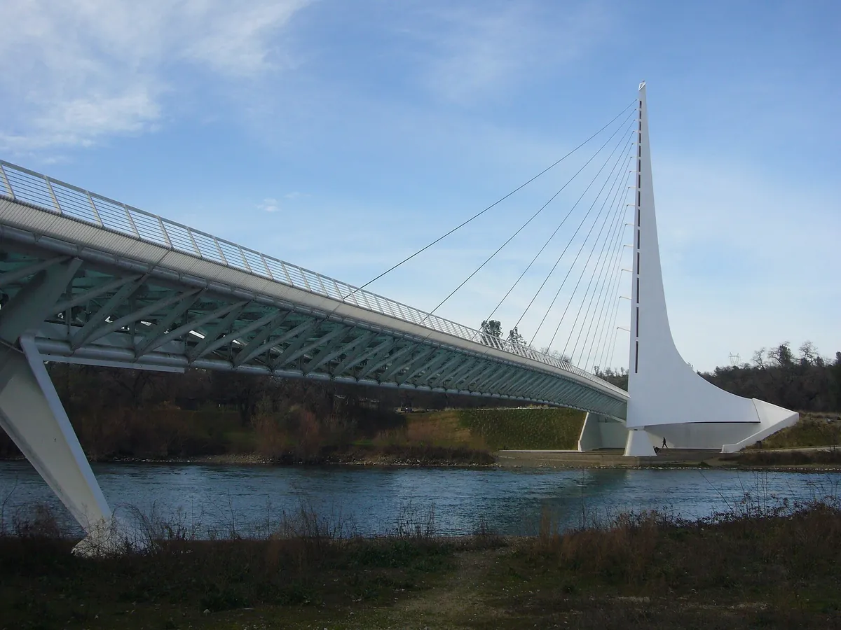 The Sundial Bridge over the Sacramento River in Redding
